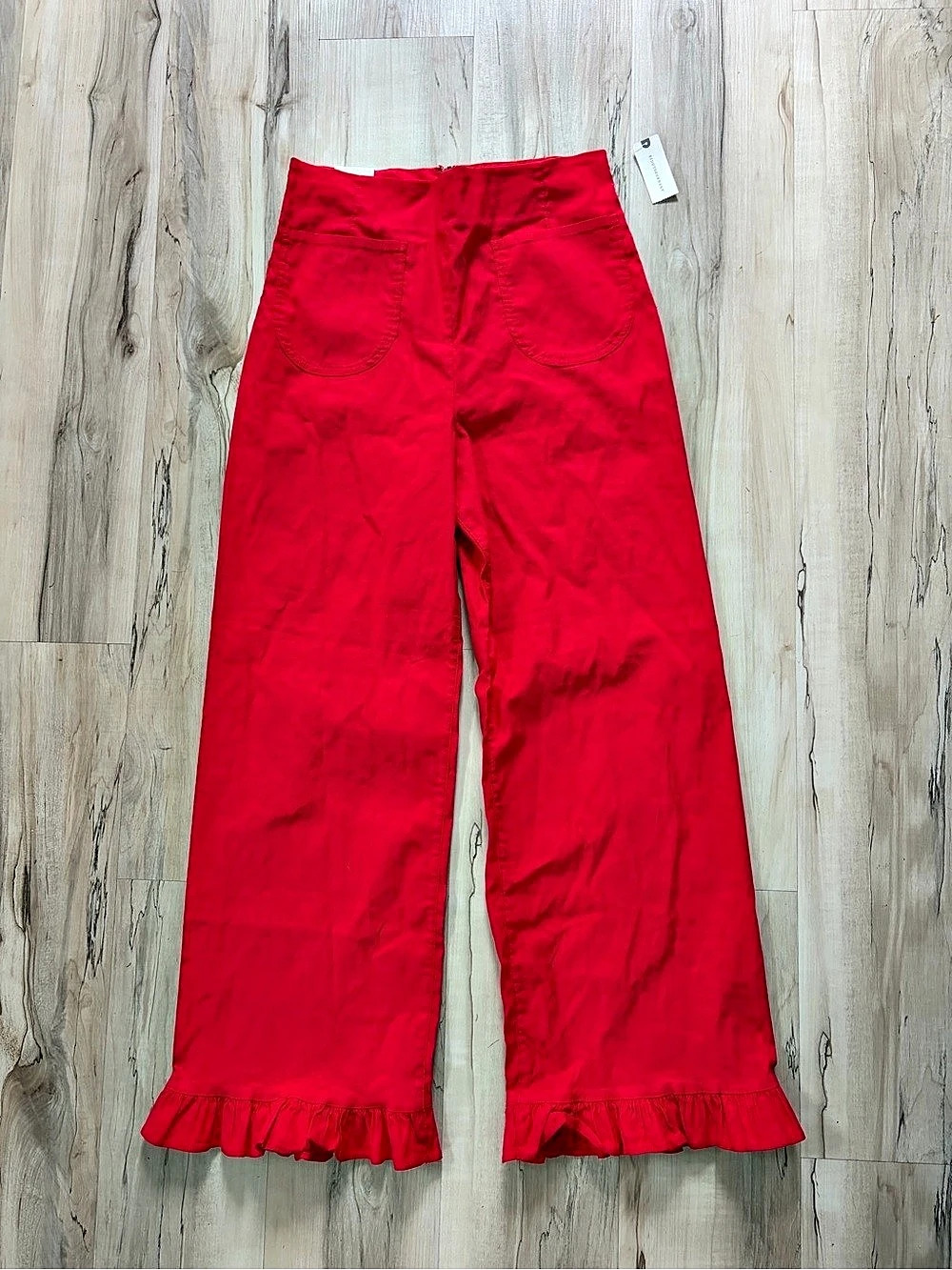 Tall maeve The Colette Ruffle-Hem Crop Wide-Leg Pants Red 30T